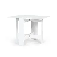idmarket - table console pliable edi 2-4 personnes bois blanc 103 x 76 cm