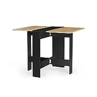 idmarket - table console pliable edi 2-4 personnes bois noir plateau façon hêtre 103 x 76 cm