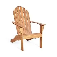 giantex chaise adirondack de jardin en bois d'acacia, fauteuil de jardin extérieur charge160 kg, pour jardin, balcon, terrasse (naturel)