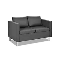 relax4life canapé d’angle 1/2/3 places avec coussin et pouf, canapé pu moderne contemporain canapé pieds métal canapé panoramique pour bureau salon chambre,gris foncé(2 places)