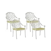 lot de 4 chaises de jardin en aluminium blanc coussins jaunes ancona