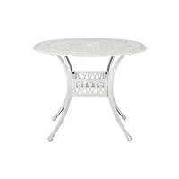 table de repas jardin ronde 90 cm en aluminium aspect vieilli blanc ancona