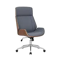 clp fauteuil de bureau varel avec coque en bois et revêtement similicuir i chaise de bureau dossier assise rembourrés i piètement métal, couleur:noyer/gris