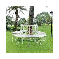 [en.casa] banc de jardin rond pour arbre meuble extérieur robuste circulaire de 360° 160 x 84 cm acier blanc