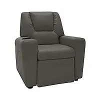 vidaxl fauteuil inclinable enfants tv similicuir fauteuil de relaxation meuble de salon salle de séjour appui-tête et repose-pied réglables gris anthracite