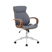 clp chaise de bureau melilla similicuir i chaise ergonomique i assise confortable i fonction rotation 360, fonction bascule, couleur:noyer/gris