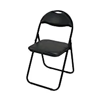 hyfive lot de 4 chaises de bureau pliantes avec assise rembourrée et revêtement en pvc - noir, 45 x 45 x 78 cm