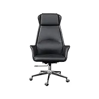 dzwyc chaise de bureau en cuir haute fibre 135 ° bosse boss chair aluminium taire piscine piscine chair pance directeur en charge (color : black)
