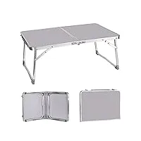 petite table pliante de 60 cm, portable et pliable avec poignée de transport, avec carrée, pour camping, pique-nique, petite table d'ordinateur pliable, légère seulement 1,4 kg