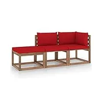 vidaxl salon palette de jardin 3 pcs avec coussins mobilier de jardin meubles de terrasse mobilier de patio meubles d'extérieur bois de pin imprégné