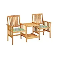 vidaxl acacia solide chaises de jardin avec table à thé et coussins ensemble de meubles de bistro mobilier de terrasse salon de jardin extérieur