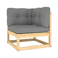 vidaxl canapé d'angle de jardin avec coussins canapé d'angle de patio meuble de terrasse canapé de jardin extérieur gris bois de pin massif