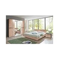 pegane chambre à coucher compléte adulte (lit 180 x 200 + 2 chevets + armoire) coloris effet bois