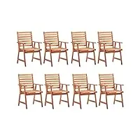 vidaxl 8x bois d'acacia massif chaises de salle à manger d'extérieur fauteuils de terrasse chaises à dîner de jardin chaises de patio
