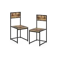 vicco chaise de salle à manger fyrk, chêne rustique/noir, 40 x 40 cm set de 2
