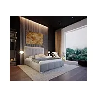 lukmebel jasmine 90 lit double rembourré avec tête de lit décorative 180 x 200 123 cm cadre en métal cuir écologique velours polyester