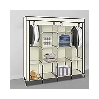 alightup armoire chambre armoire de rangement dressing chambre penderie tissu garde robe portable pour chambre d'adulte beige 4 couches 12 cubes