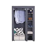 alightup armoire chambre armoire de rangement dressing chambre penderie tissu garde robe portable pour chambre d'adulte gris 5 couches 6 cubes