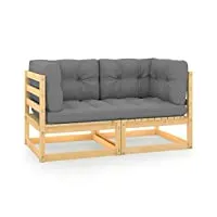 vidaxl canapé 2 places de jardin avec coussins sofa de terrasse canapé d'extérieur meuble de terrasse meuble d'extérieur bois de pin solide