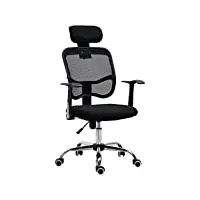 vinsetto chaise de bureau fauteuil pivontant à 360° ergonomique dossier inclinable hauteur réglable tétière maille 63 x 62 x 114 cm noir