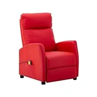 vidaxl fauteuil inclinable electrique de massage fauteuil de relaxation meuble salon salle de séjour dossier et repose-pied réglables rouge similicuir