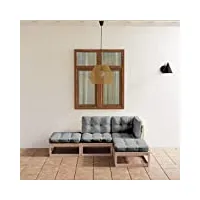 vidaxl bois de pin massif salon de jardin 4 pcs avec coussins mobilier de jardin meubles d'extérieur mobilier de patio meubles de terrasse
