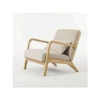 fauteuil chaise d'appoint,chaise scandinave, chaise design style vintage pour salon,pieds en bois massif,maison, chambre, balcon, jardin, pratique et à la mode (color : beige)