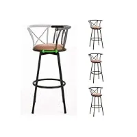 meuble cosy lot de 4 tabourets de bar chaises vintage pivotant sur 360° avec dossier et repose-pieds siège de 77 cm de haut style industriel marron 40x56,5x99,5cm hailey 29 4pcs
