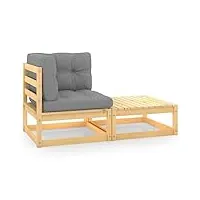 vidaxl salon de jardin 2 pcs avec coussins meubles d'extérieur meubles de terrasse mobilier de jardin mobilier de patio bois de pin massif