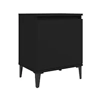 vidaxl table de chevet avec pieds en métal table de nuit armoire de chevet armoire de lit chambre à coucher maison intérieur noir 40x30x50 cm
