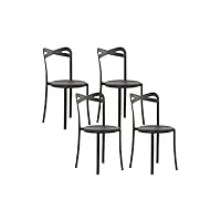 lot de 4 chaises de salle à manger design en plastique noir empilables pour intérieur et extérieur au style moderne et scandianave beliani