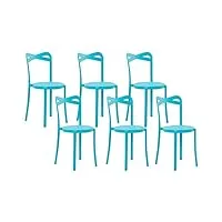 lot de 6 chaises de salle à manger design en plastique bleu turquoise empilables pour intérieur et extérieur au style moderne et scandianave beliani
