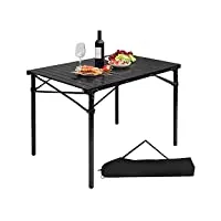 woltu table pliante table de camping en aluminium, table de pique-nique portable table d'appoint pour jardin avec forte capacité de charge de 60kg, 104 x 69 x 70 cm noir cpt8134sz
