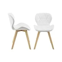 lot de 2 chaises de salle à manger design siège cuisine similicuir pieds solides en hêtre 81 x 57 x 49 cm blanc