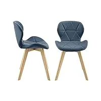 lot de 2 chaises de salle à manger design siège cuisine similicuir pieds solides en hêtre 81 x 57 x 49 cm bleu