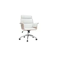 miliboo fauteuil de bureau design blanc et bois clair elon