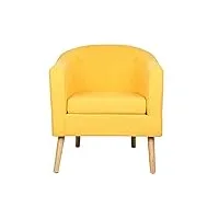 xuanyu petit fauteuil chambre, petit fauteuil crapaud, chauffeuse avec accoudoirs, fauteuils de salon 1 personne, petit canapé rembourrée Épaisse, canapé de salon en tissu 64×50×70 cm, jaune
