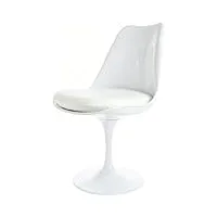 fusion living chaise latérale pivotante blanc brillant et blanc pu