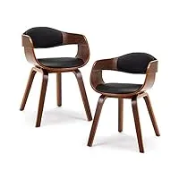 mingone chaises de salle à manger avec accoudoirs chaises design avec cuir pu chaises de cuisine avec dossier chaises rembourrées dans le salon (noir, lot de 2)
