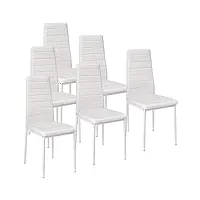 xuanyu chaise de salon avec pieds en métal ensemble de chaise de salle à manger tabouret de cuisine, lot de 6 blanche chaises, 42×48×98 cm