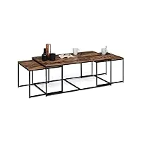 idmarket - lot de 3 tables basses gigognes dayton 113 cm effet vieilli design industriel