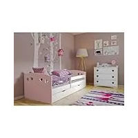 children's beds home - lit simple oscar – pour enfants et jeunes enfants – taille 180 x 80, couleur blanc – bleu, sans tiroir, matelas 12 cm haute résilience en latex