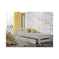 children's beds home - lit simple – kiko pour enfants et jeunes enfants – taille 160 x 80, couleur blanc, tiroir oui, matelas 10 cm en latex/fibre de coco