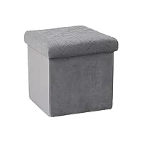 bonlife velours petit meuble de rangement jouet enfant,tabouret avec espace de rangement repose pied bureau,tabouret pliant pouf cube 32x32x32cm,gris