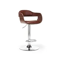 mingone tabouret de bar moderne chaise de bar hauteur réglable chaises de cuisine en cuir pour bureau cuisine bar restaurant (marron avec dossier)