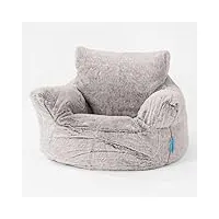 lounge pug - fausse fourrure lapin - fauteuil enfant, pouf enfant - gris clair