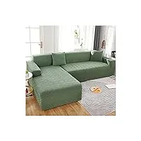 daesar housses canapés d'angle extensibles, protecteur canapé d angle motif géométrique de couleur uni housse de sofa vert clair (polyester, 3 places+4 places)