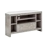 gfw bloc meuble tv d'angle fin avec 6 étagères et 1 tiroir meuble de rangement multimédia pour salon meuble industriel gris béton bois d'ingénierie 104 x 43 x 55 cm