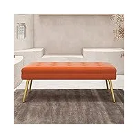 ss&ll moderne chambre fin du lit banc,cuir synthétique rembourrés ottoman banquette avec jambes métalliques,confortable tabouret banc à chaussures multifonction bancs-orange 60x40x47cm(24x16x19inch)