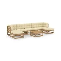 vidaxl salon de jardin 8 pcs avec coussins meubles d'extérieur mobilier de jardin mobilier de patio meubles de terrasse marron miel bois de pin massif